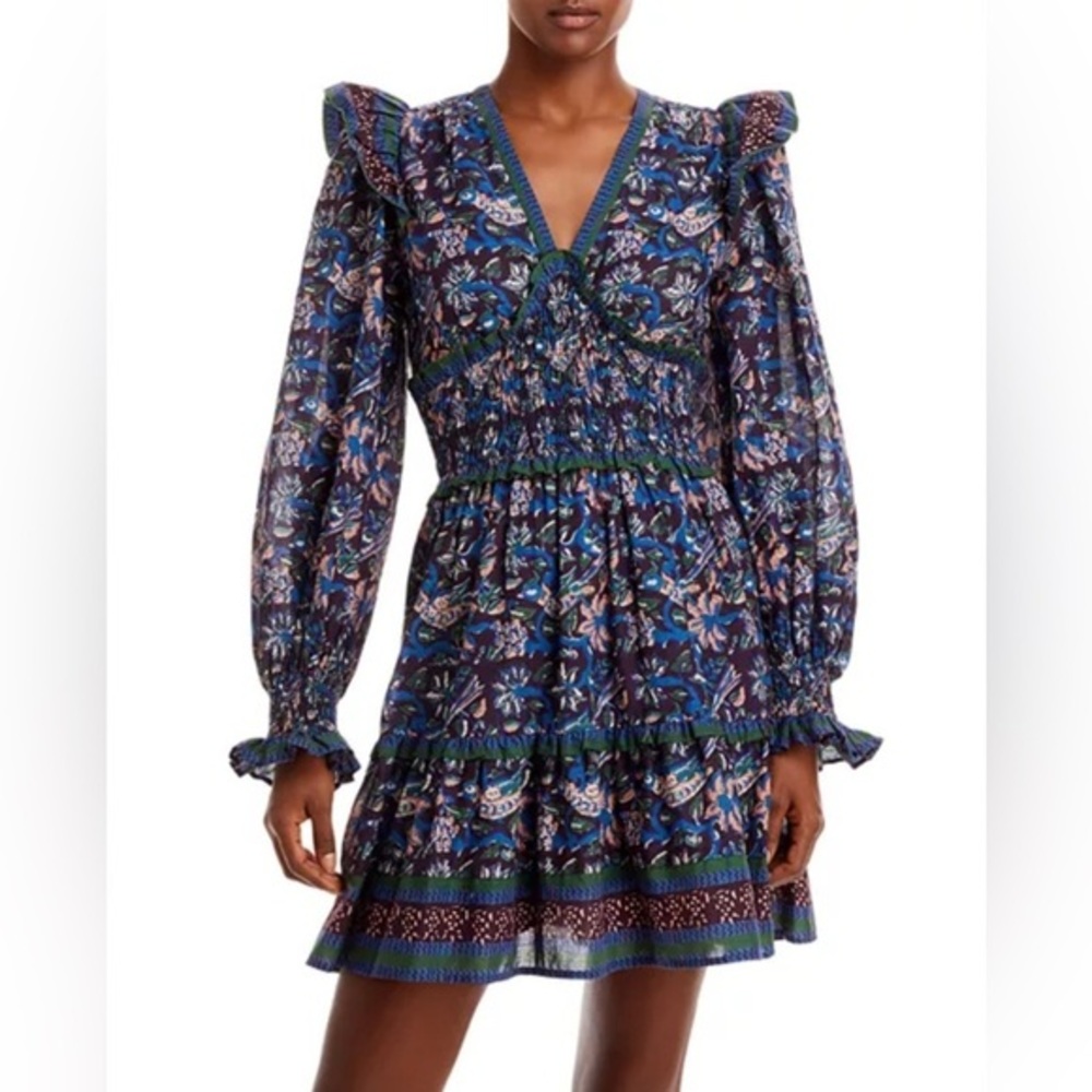 Sea New York Size 8 • Noah Cotton Tiered Ruffle Mini Dress.
